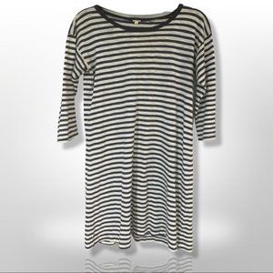 J.CREW • Blue & White Striped 3/4 Length Sleeve Cotton Dress